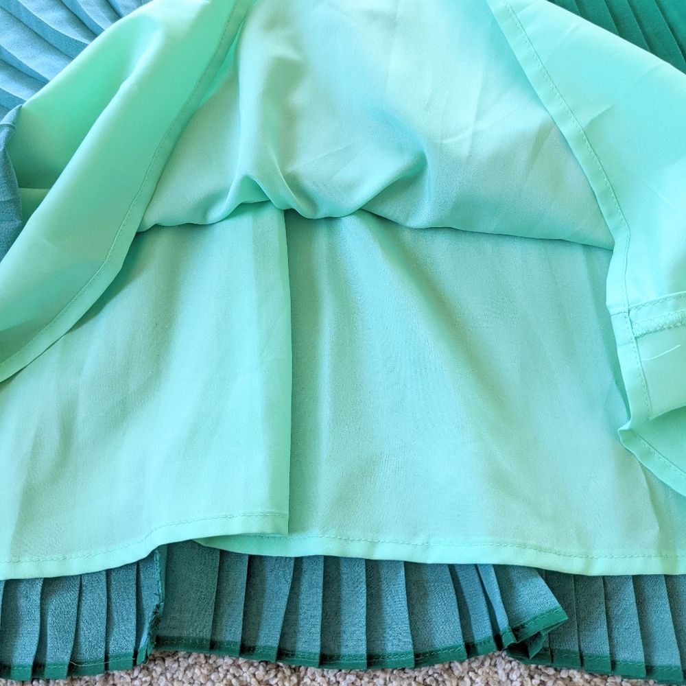 Ombre Green Banana Republic Knife Pleat Dress Tea length midi 6 Occasion Classic - Picture 4 of 8